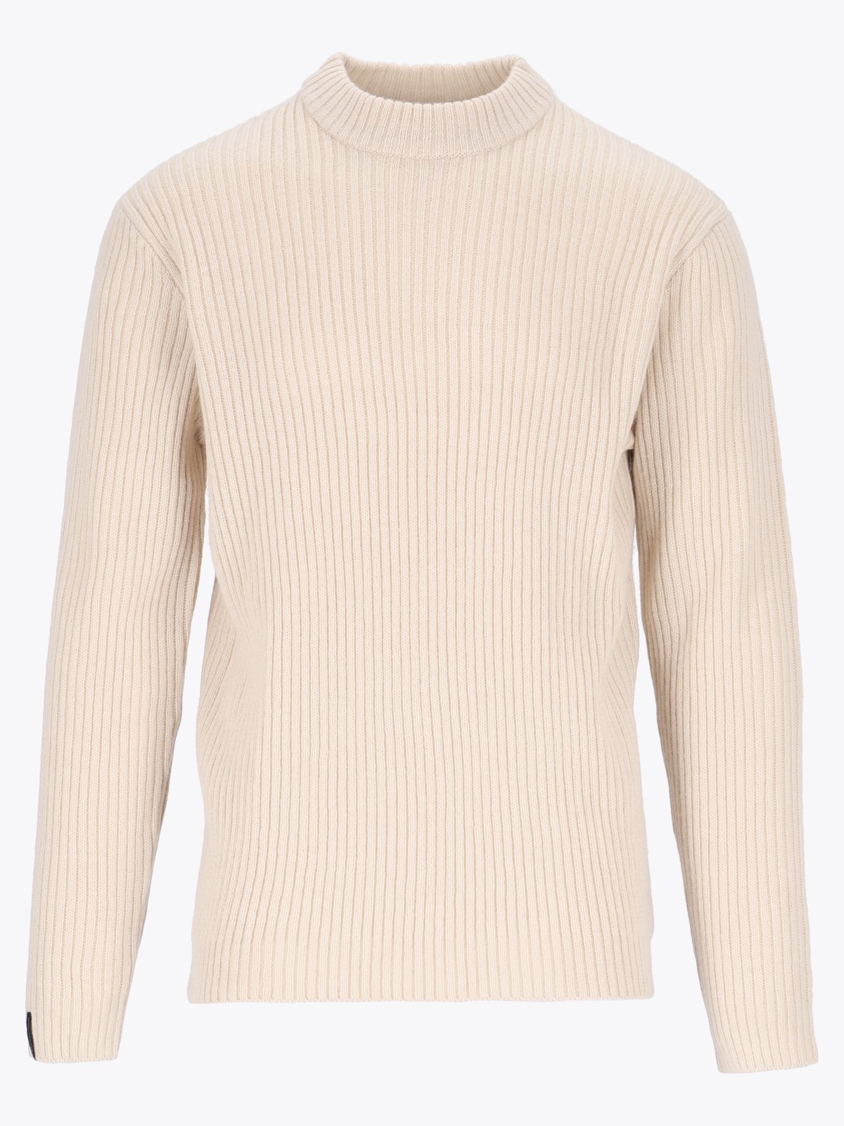 Twentyfour Mode Rib RN Sweater U Gråhvit