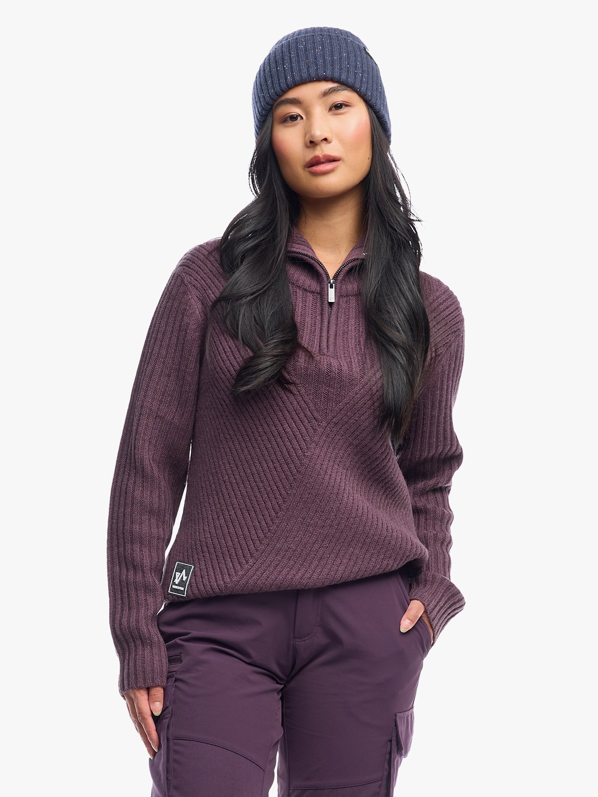 Twentyfour Finse Una Knit Sweater W Dyp Plomme