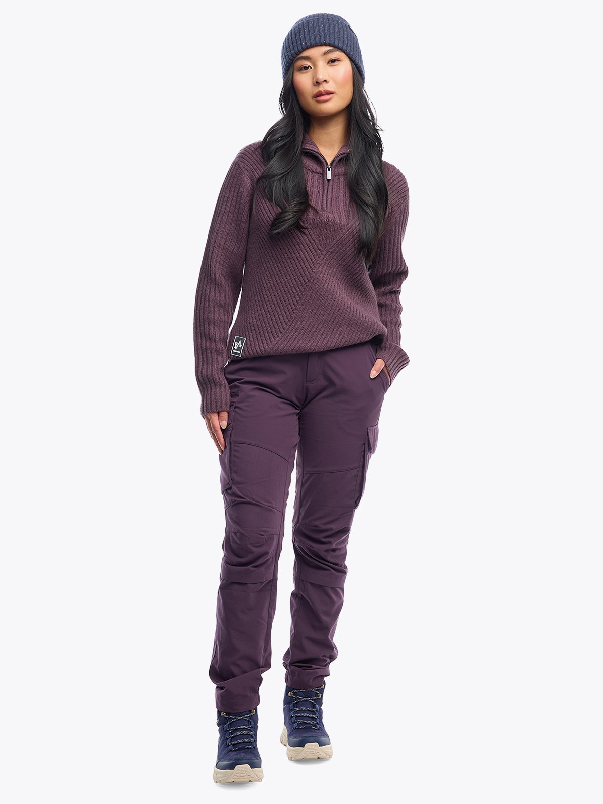 Twentyfour Finse Una Knit Sweater W Dyp Plomme