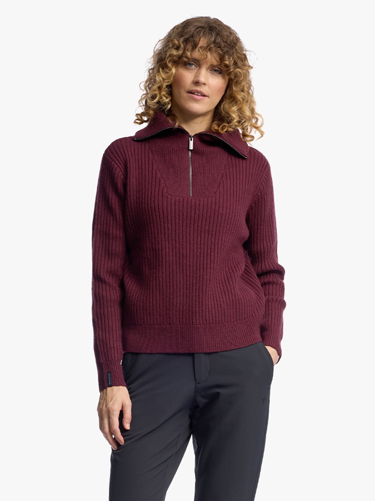 Twentyfour Mode Rib HZ Knit D M Burgunder