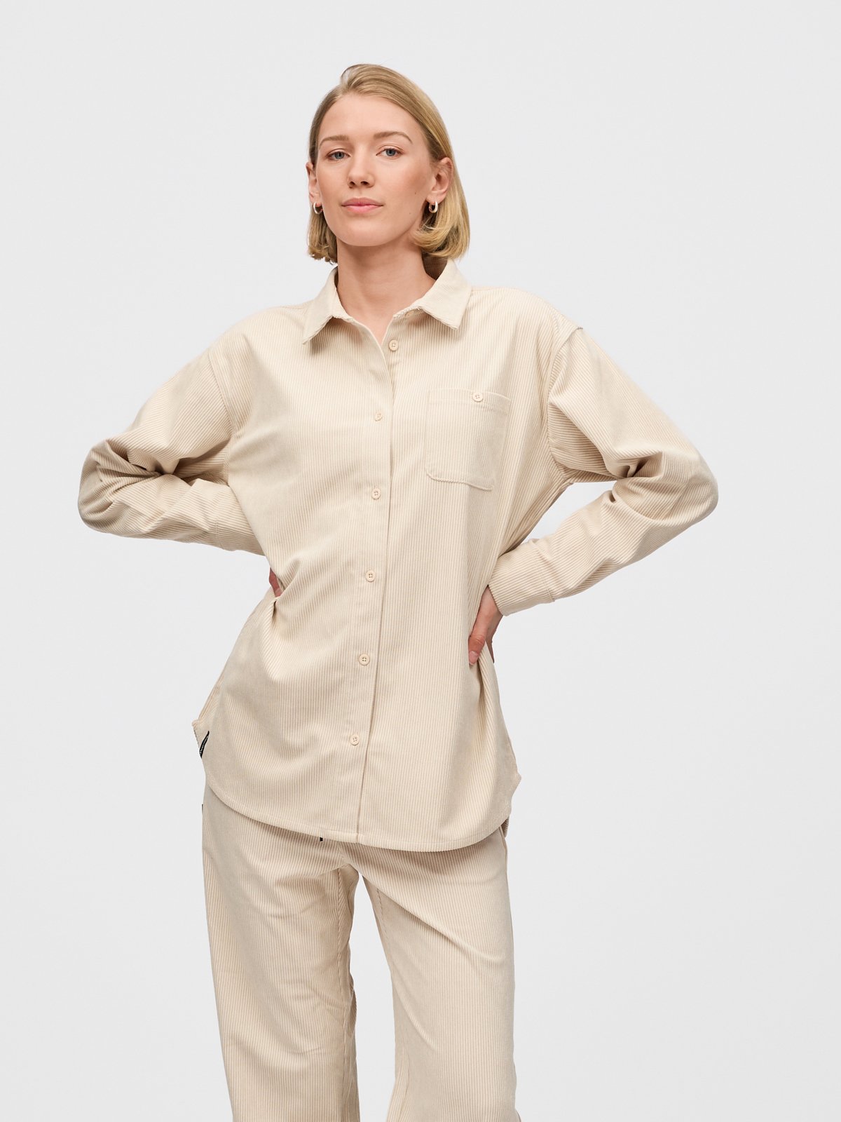 Twentyfour Mode Cord Skjorte D Gråhvit