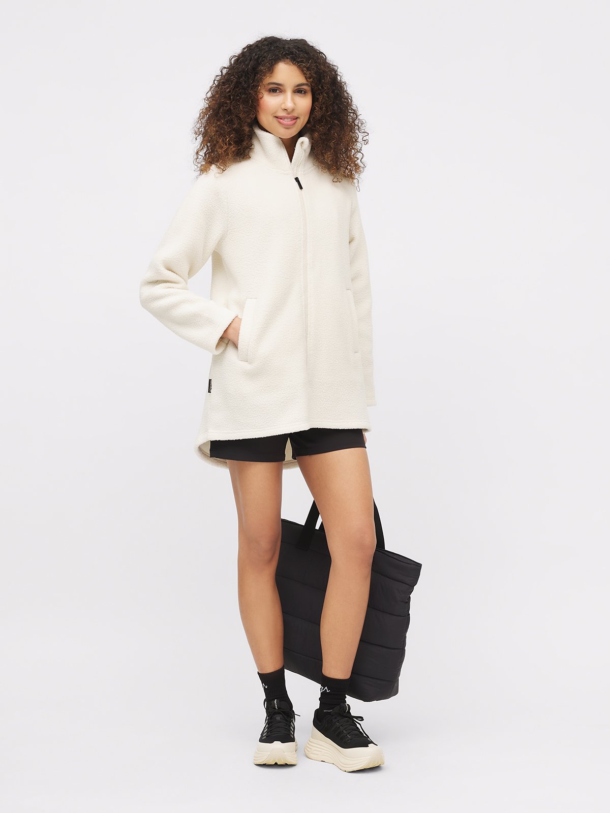 Twentyfour Mode Pile Coat D Gråhvit