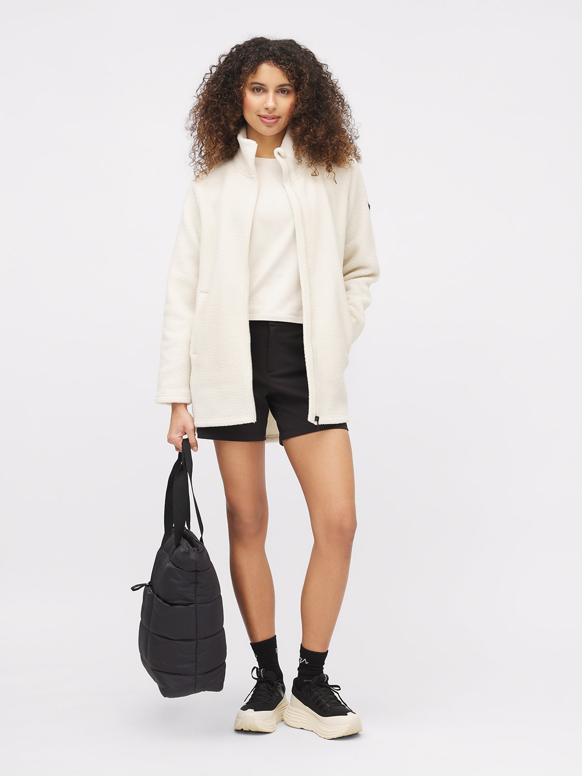 Twentyfour Mode Pile Coat D Gråhvit