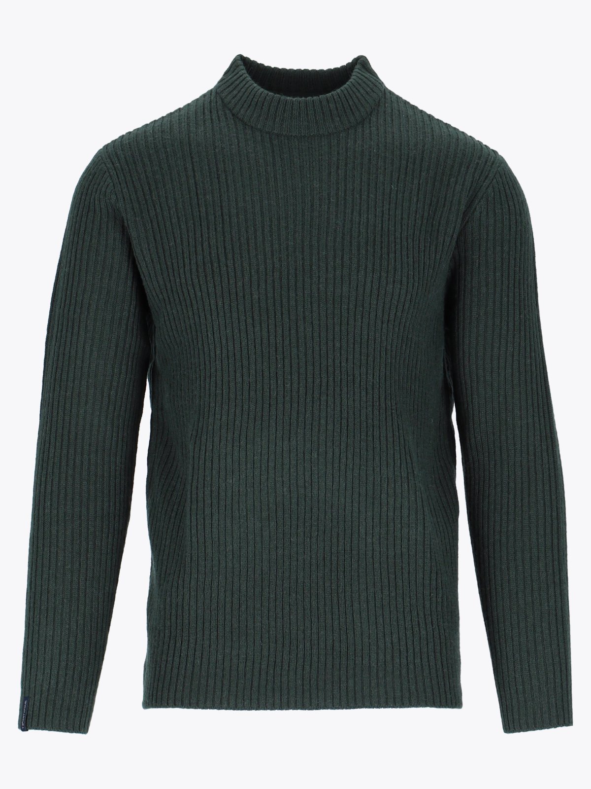 Twentyfour Mode Rib RN Sweater U Dyp Grønn