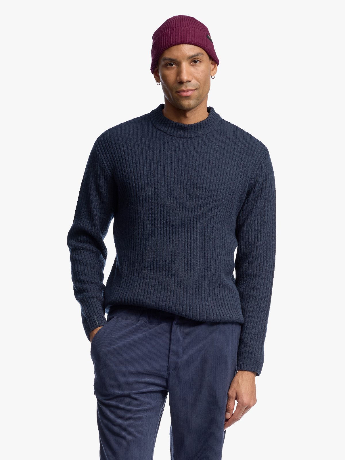 Twentyfour Mode Rib RN Sweater U Marine