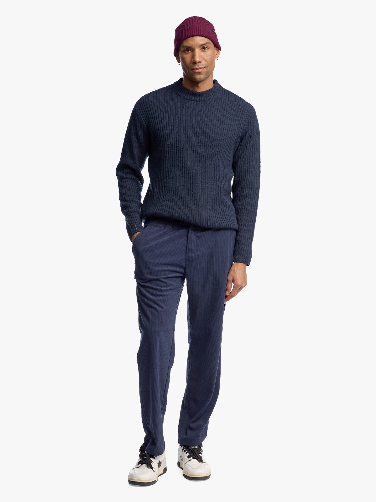 Twentyfour Mode Rib RN Sweater U Marine