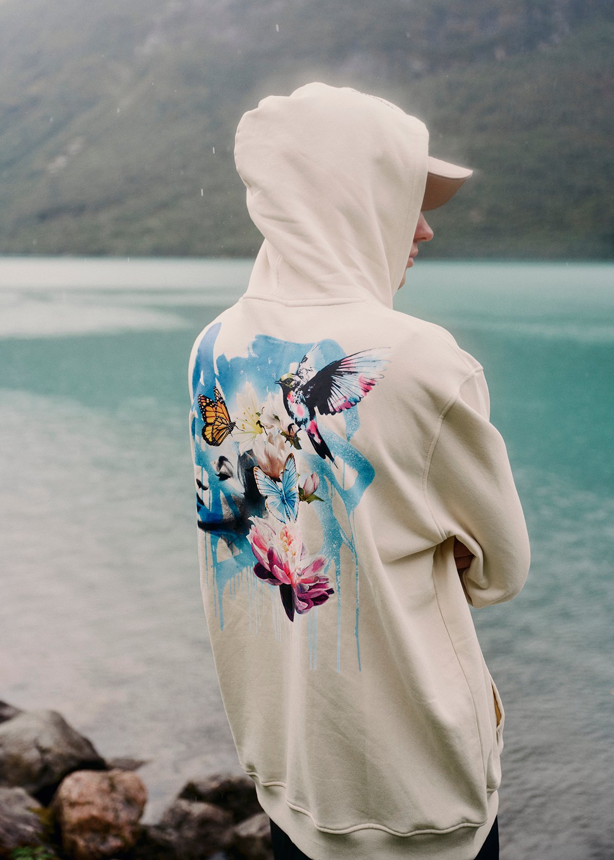 Twentyfour & Art Hoodie U Gråhvit