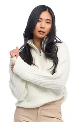 Mode Iris HZ Genser D Hvit 38 Halfzip strikkegenser til dame