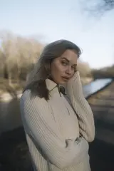 Mode Rib HZ Knit D Gråhvit 34 Halfzip strikkegenser til dame